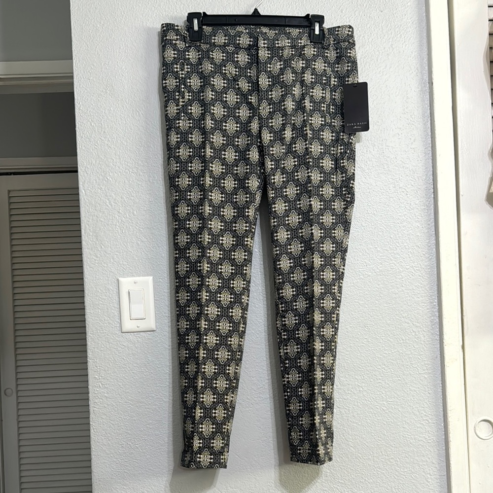 Zara Black, Brown, Gray and White Dress Pants with Modern Elegance